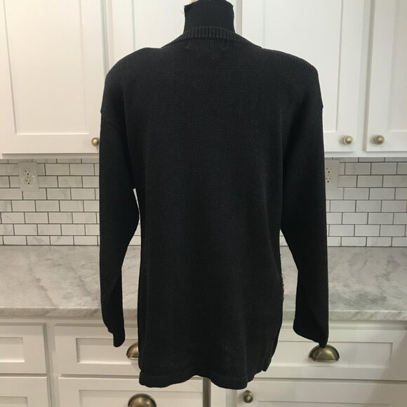 Vintage Victoria Harbour Sweater Womens Large Black Beaded Jeweled Bow Tunic 90s - Picture 7 of 10